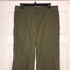 Chaps Denim Women's Midrise Cargo Capri Pants Sz 8 Olive Green Cotton Adjustable